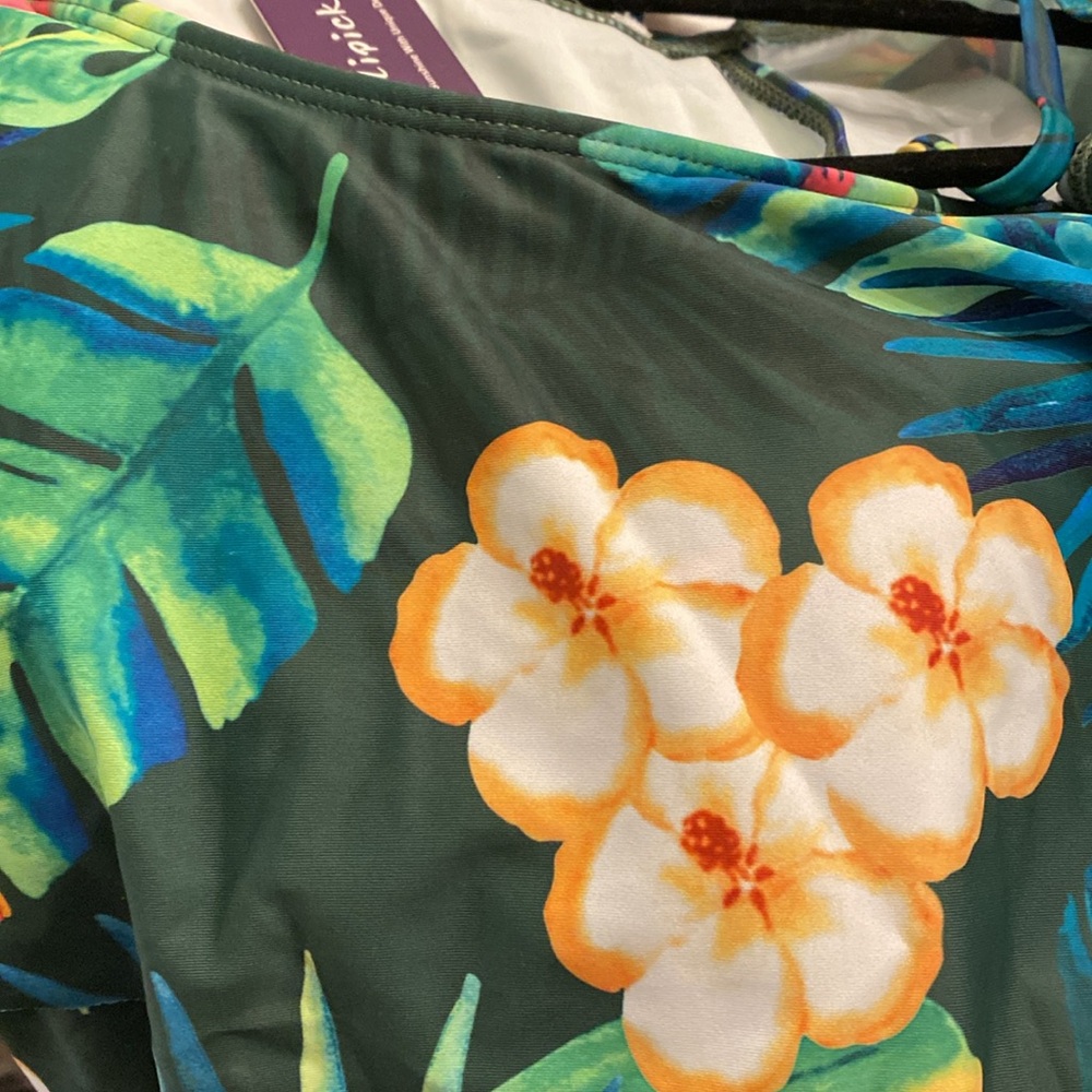 NWT Holipick Off the Shoulder Tropical Floral One-Piece Swimsuit - Picture 12 of 16